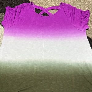 Lane Bryant Purple and Green Gradient Tee